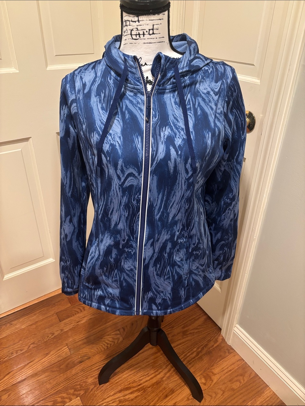 Ideology Navy Marbled Zip-Up Hoodie Jacket